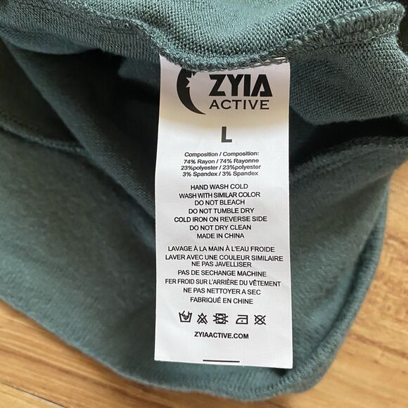 ZYIA Active L Pine Green Slouchy Short Boyfriend Knit Hoodie Lounge Soft Comfy - Picture 7 of 15